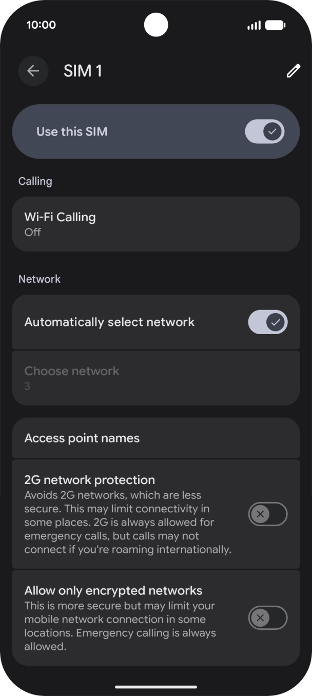 Press the indicator next to 'Automatically select network' to turn off the function and wait while your phone searches for networks. Press the indicator next to 'Automatically select network' to turn off the function and wait while your phone searches for networks.