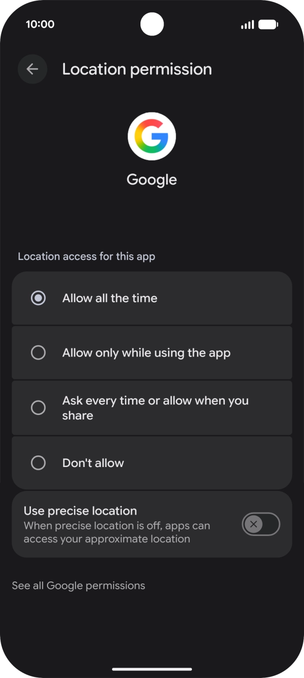 Press the required setting. Press the required setting.