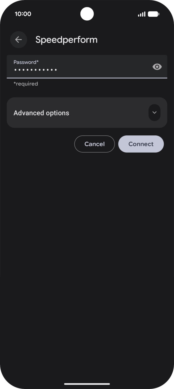 Key in the password for the WiFi network and press Connect.