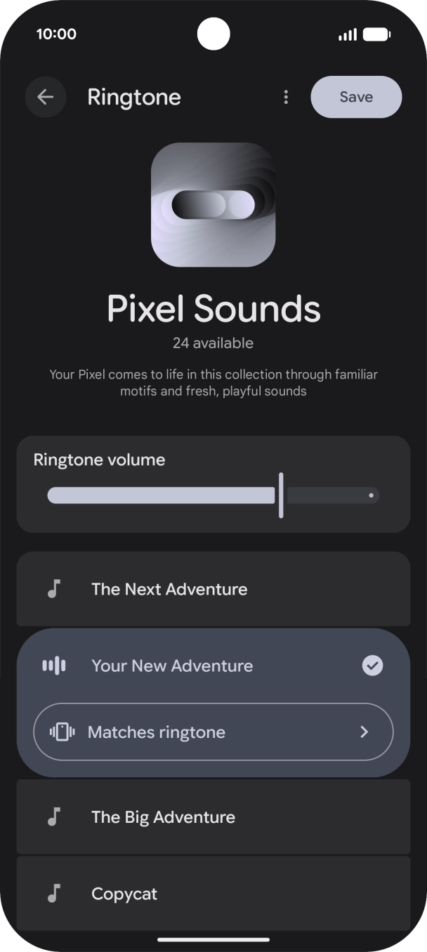 Once you've found a ringtone you like, press Save.