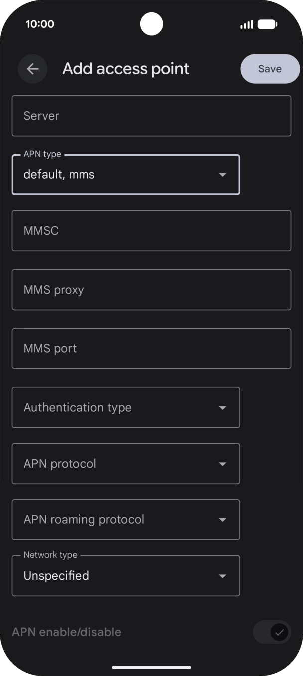 Press the drop down list next to 'Authentication type'. Press the drop down list next to 'Authentication type'.