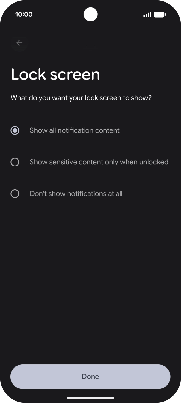 Press the required setting. Press the required setting.