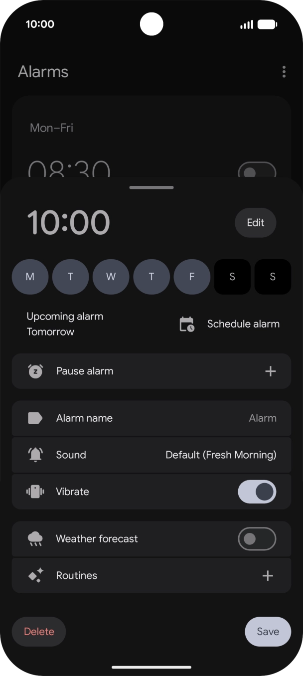 Press Sound and follow the instructions on the screen to select the required alarm tone.