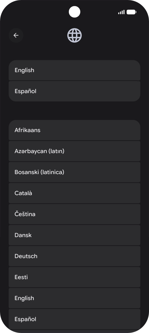 Press the required language. Press the required language.
