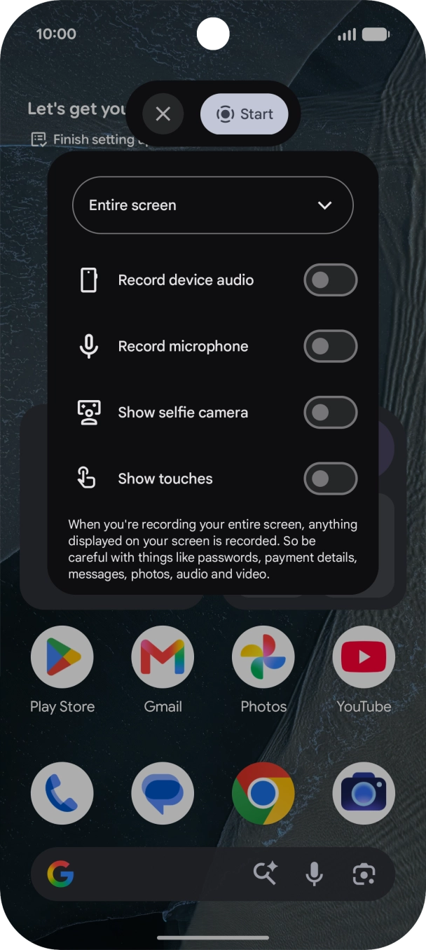 Follow the instructions on the screen to select the required settings.