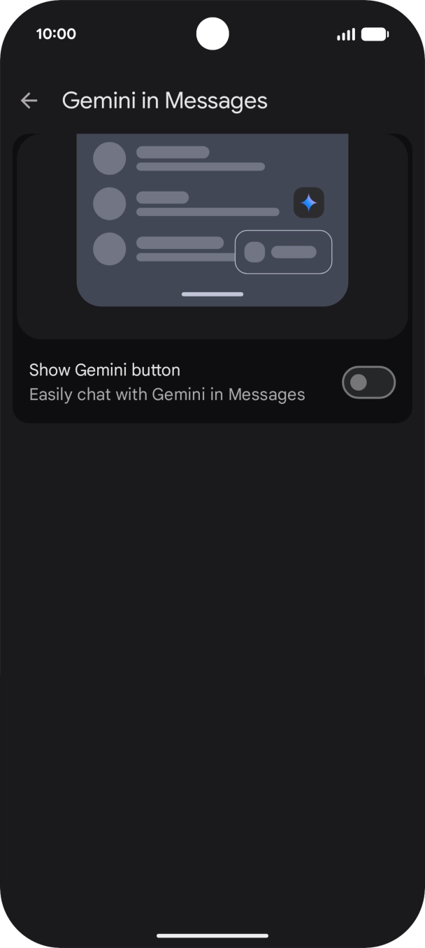 Press the indicator next to 'Show Gemini button' to turn on the function. Press the indicator next to 'Show Gemini button' to turn on the function.