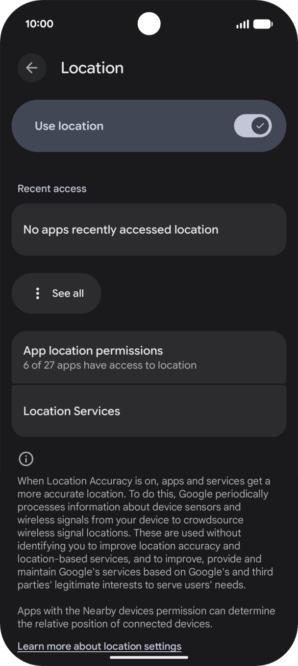 Press App location permissions. Press App location permissions.