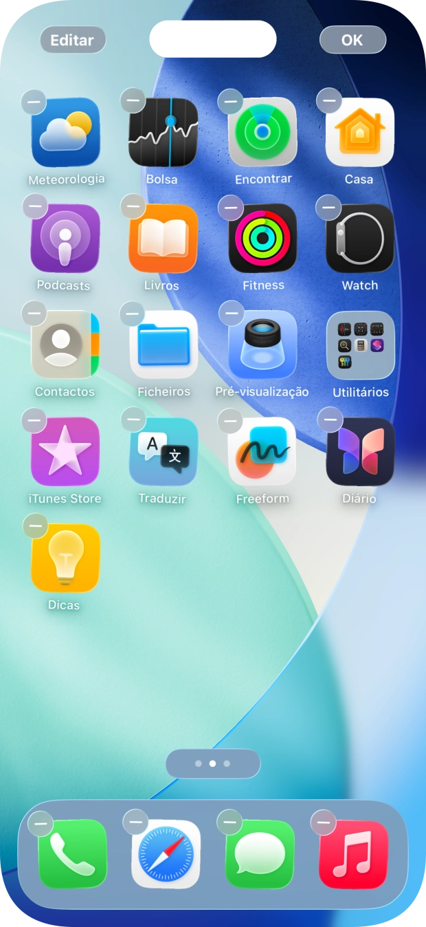 Prima o ícone de páginas do ecrã inicial.