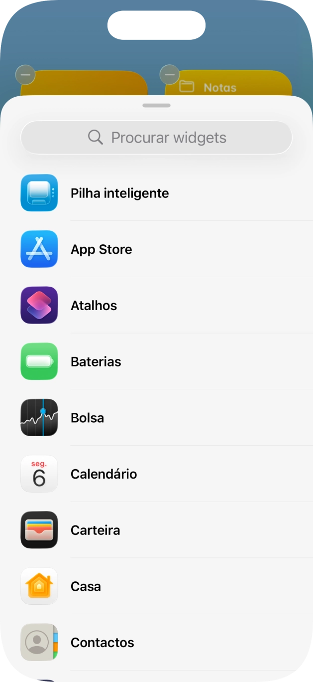 Prima o widget pretendido.
