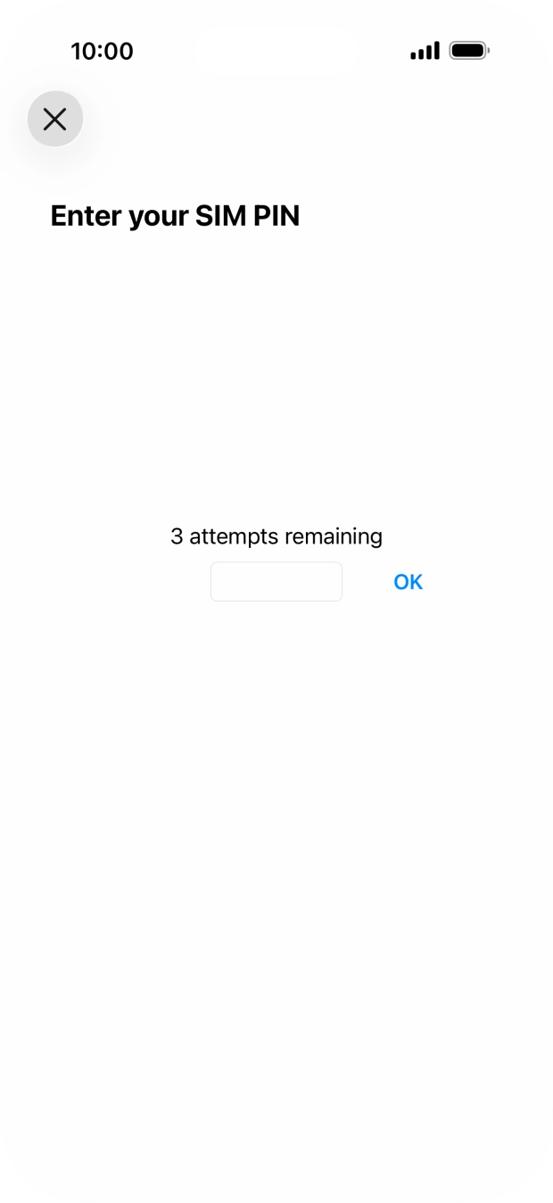 Se o eSIM estiver bloqueado, deve introduzir o código PIN e premir OK.