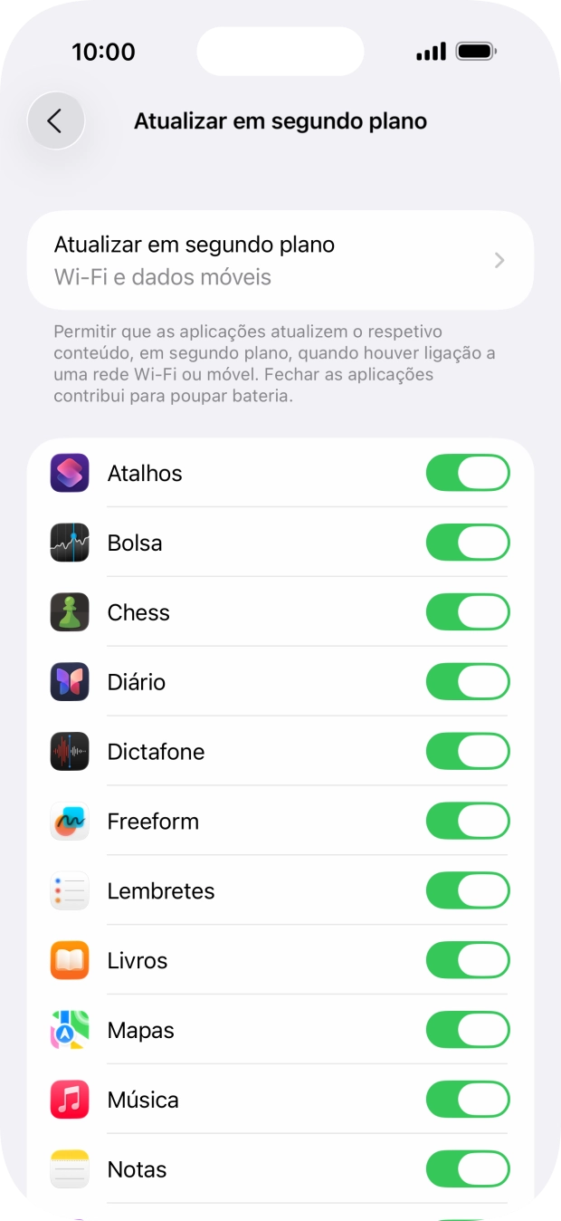 Prima Atualizar em segundo plano.