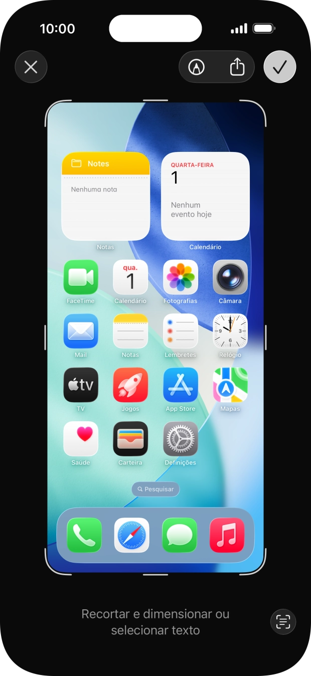 Siga as indicações no ecrã para editar e guardar a sua captura de ecrã.
