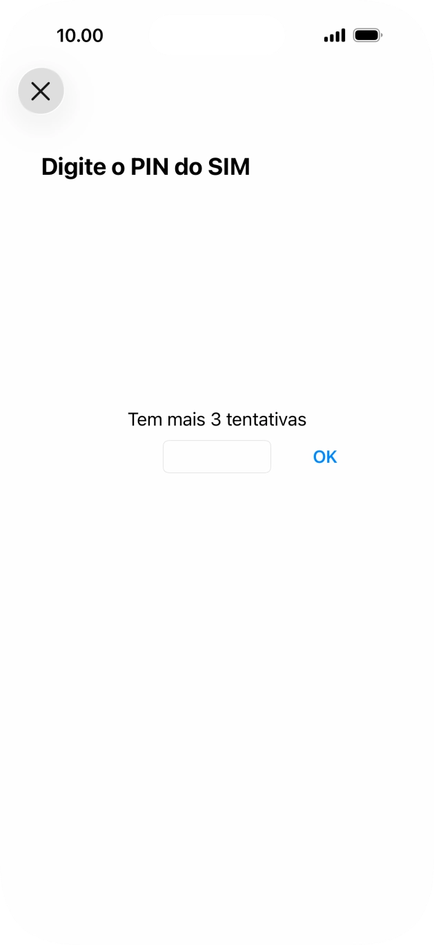 Se o cartão SIM estiver bloqueado, deve introduzir o código PIN e premir OK.