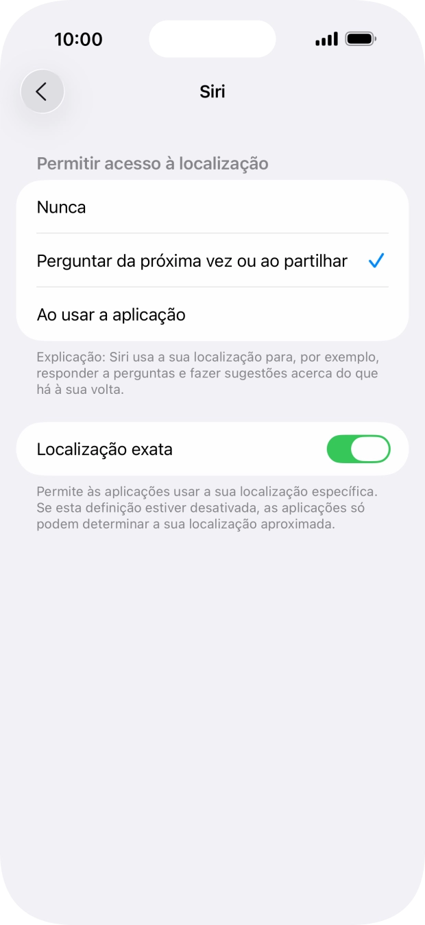 Prima a definição pretendida para ativar ou desativar a função.