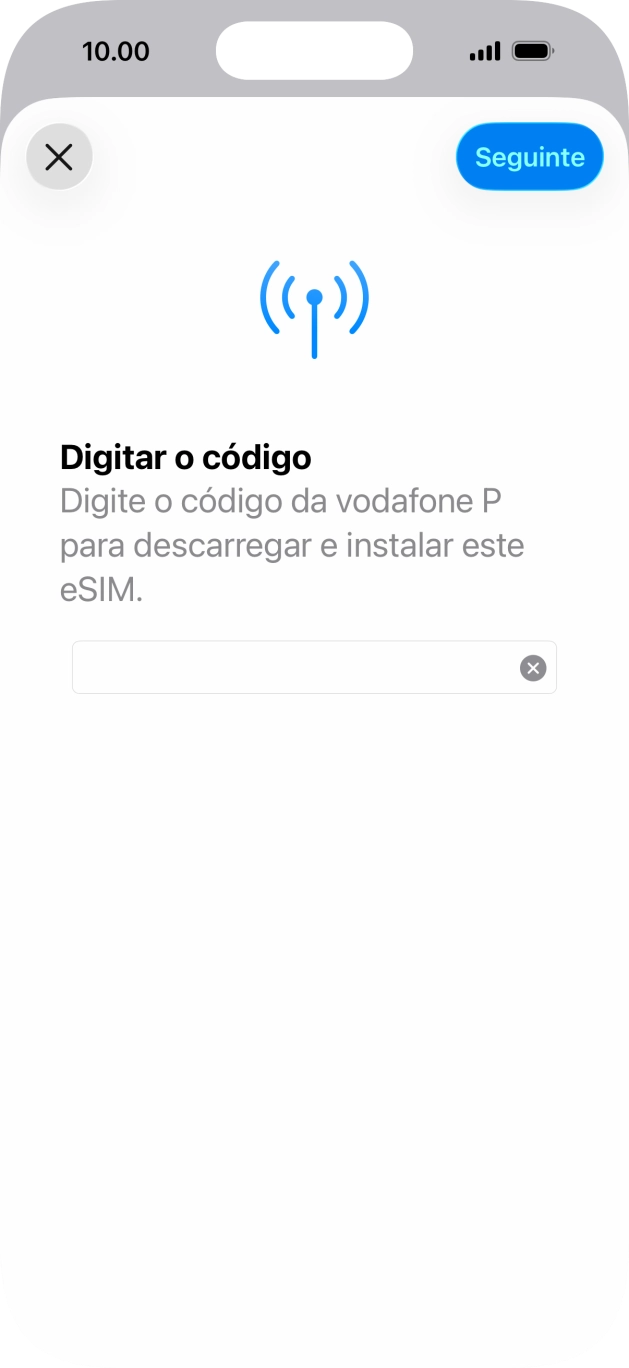 Introduza o código de confirmação enviado e prima Seguinte.