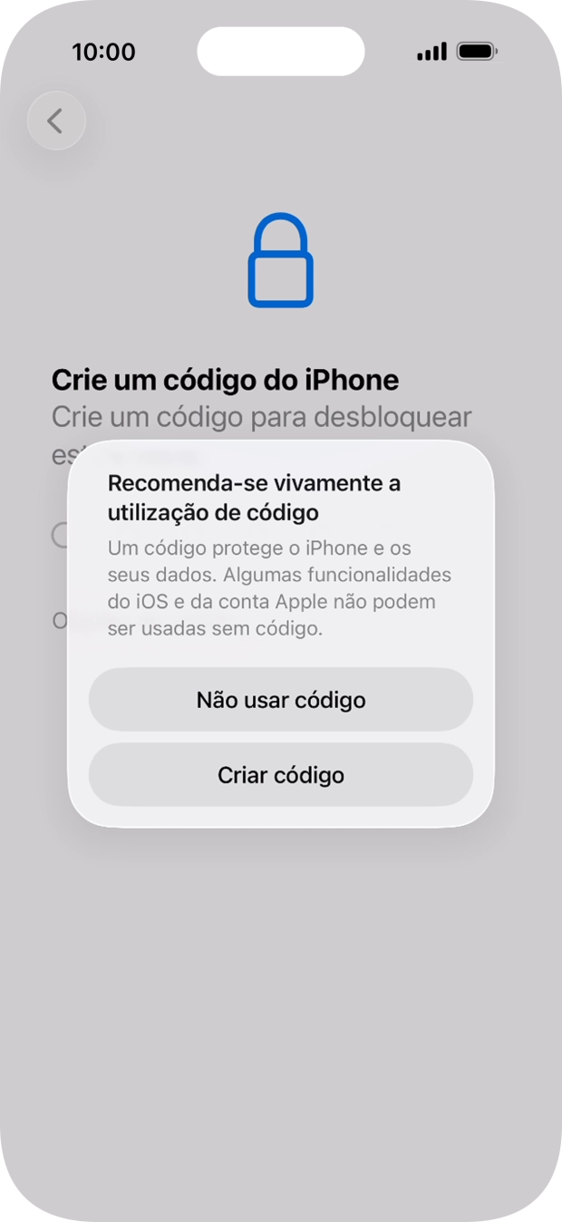Se desativar a função, prima Não usar código.