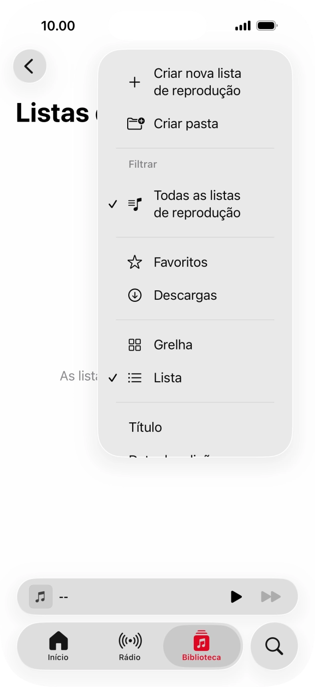 Prima Criar nova lista de reprodução.
