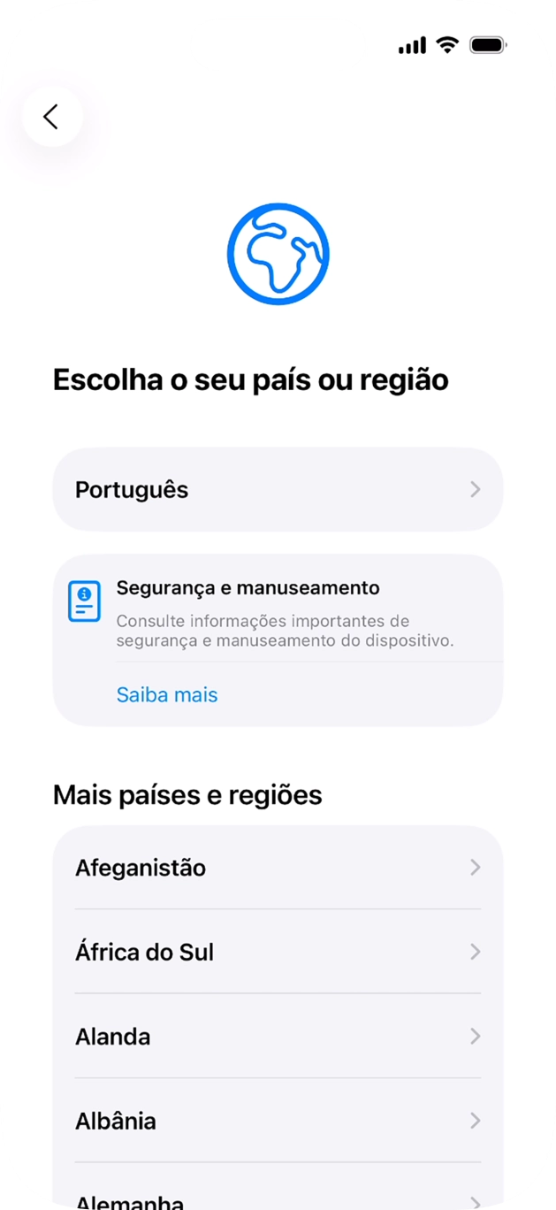 Prima a área ou país pretendido.