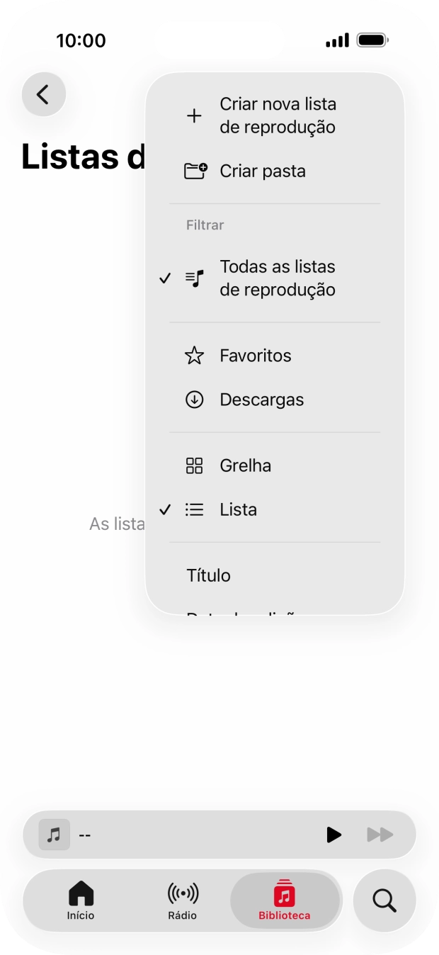 Prima Criar nova lista de reprodução.