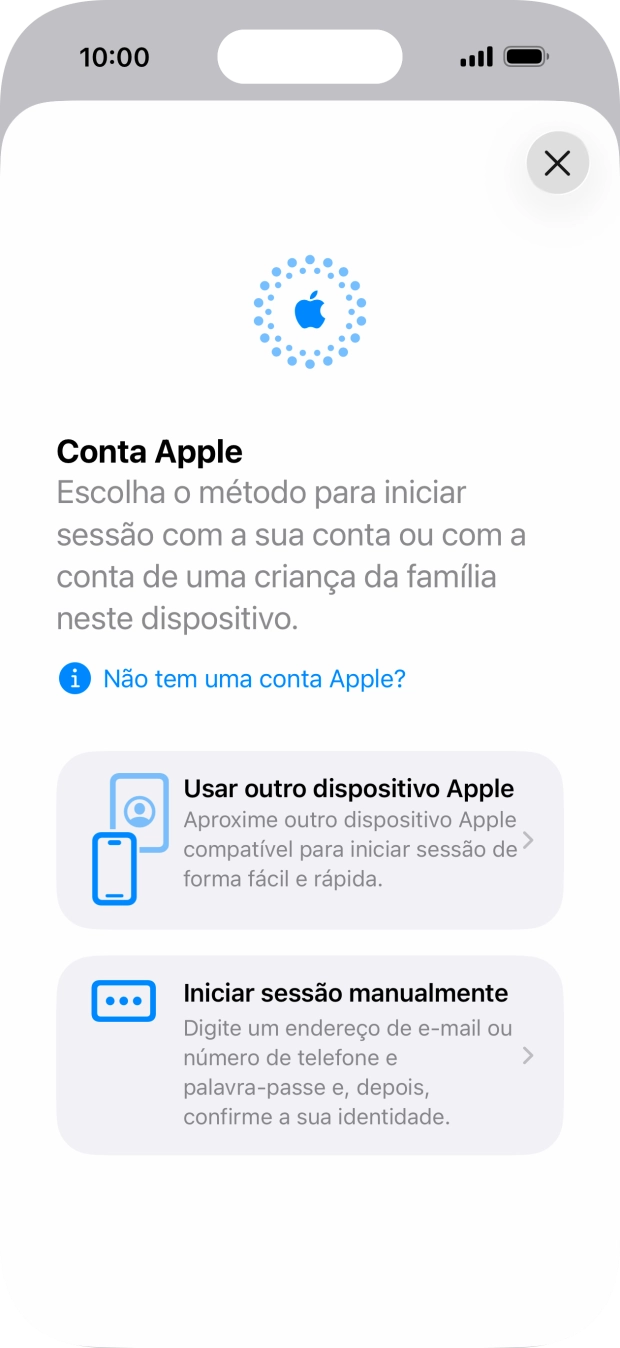 Prima Iniciar sessão manualmente.
