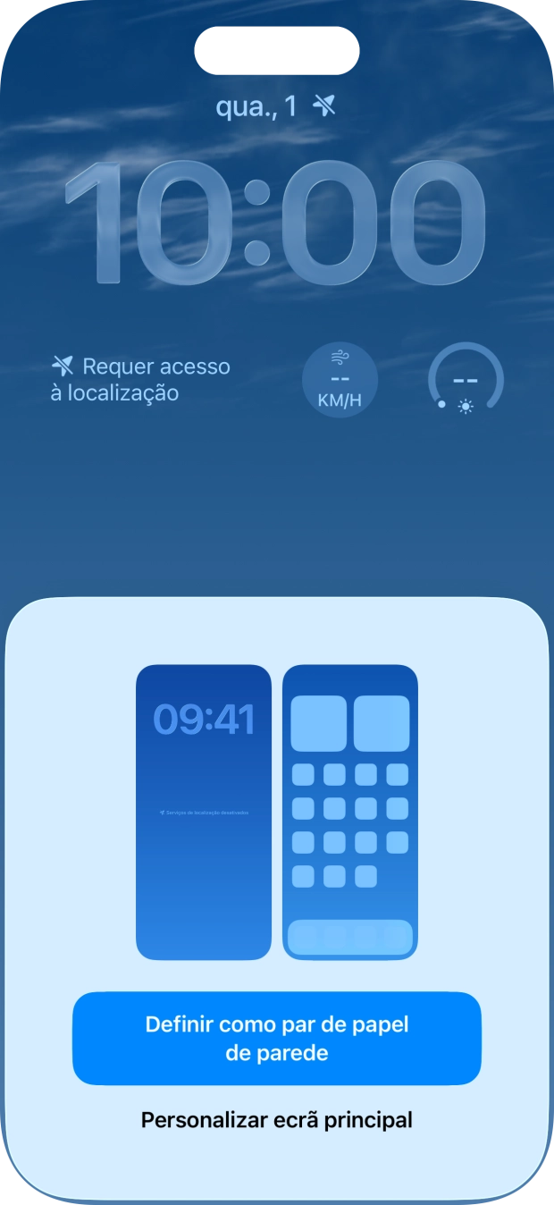 Se pretender utilizar o mesmo esquema de cores para o ecrã principal, prima Definir como par de papel de parede.
