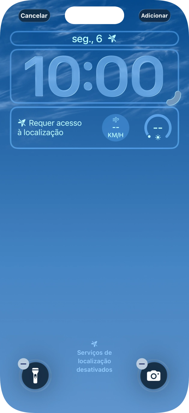 Se pretender personalizar a visualização da data no ecrã de bloqueio, prima o widget de data e siga as indicações no ecrã para escolher a visualização pretendida para o widget.