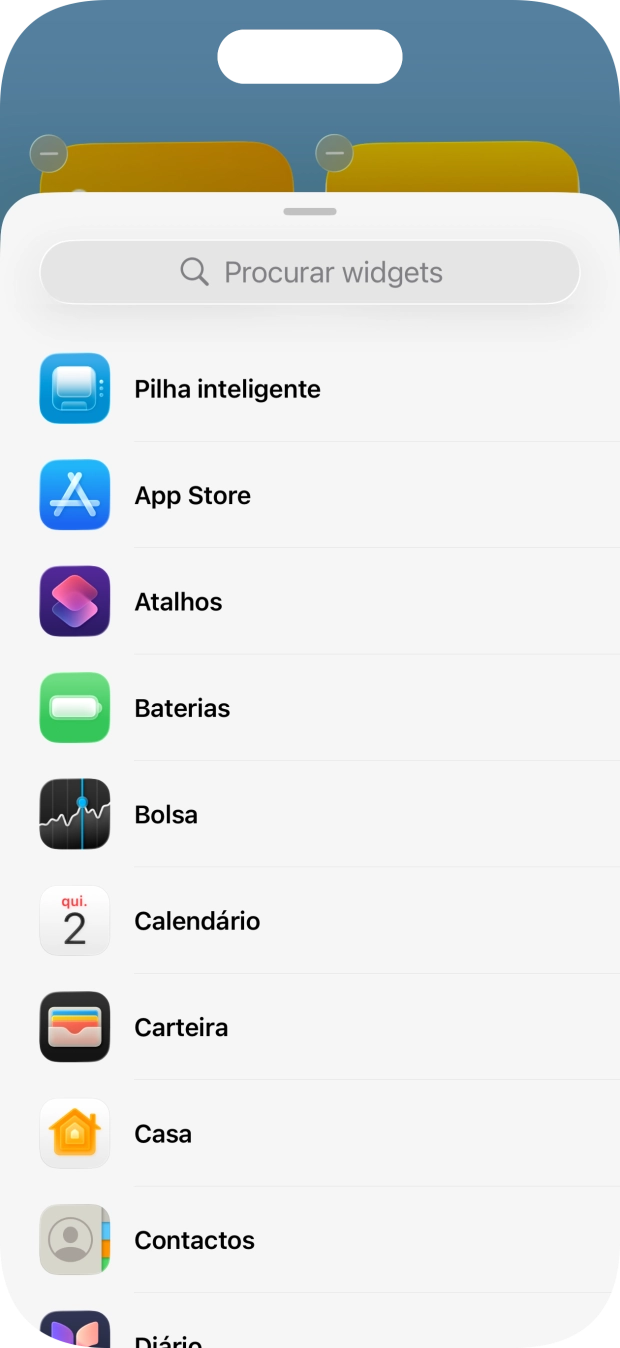Prima o widget pretendido.