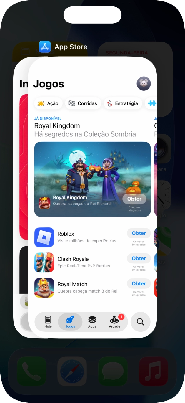 Deslize o dedo para cima sobre a aplicação pretendida para a terminar.
