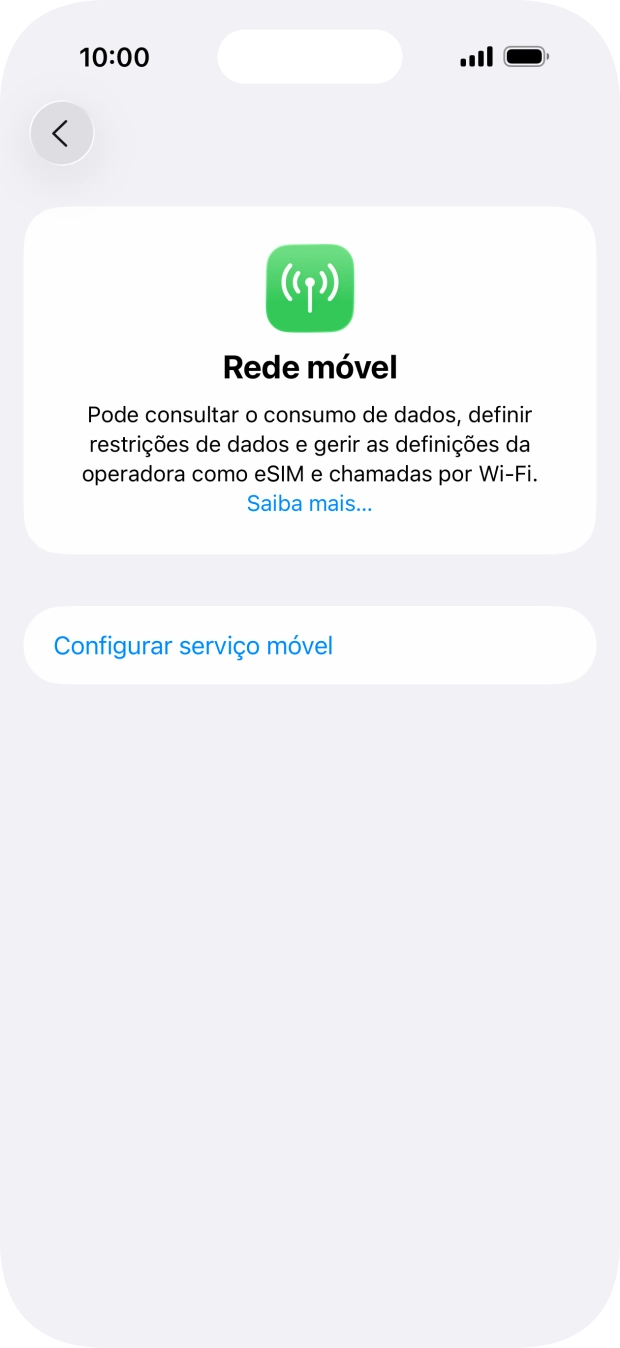 Prima Configurar serviço móvel.