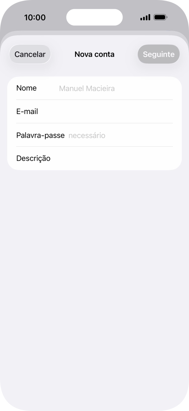 Prima Nome e introduza o nome do remetente pretendido.