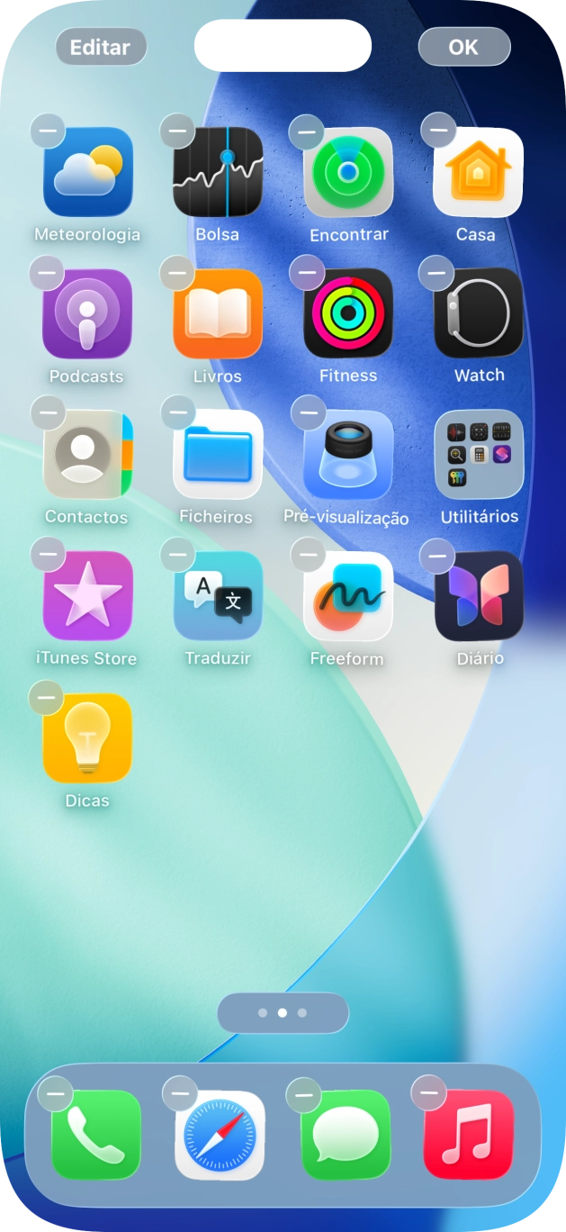Prima o ícone de páginas do ecrã inicial.