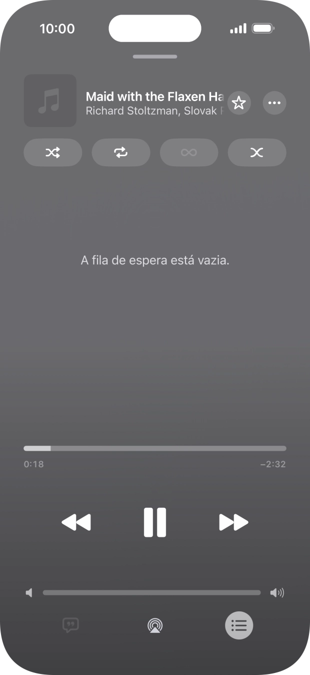 Prima o ícone de reprodução aleatória para ativar ou desativar a função.