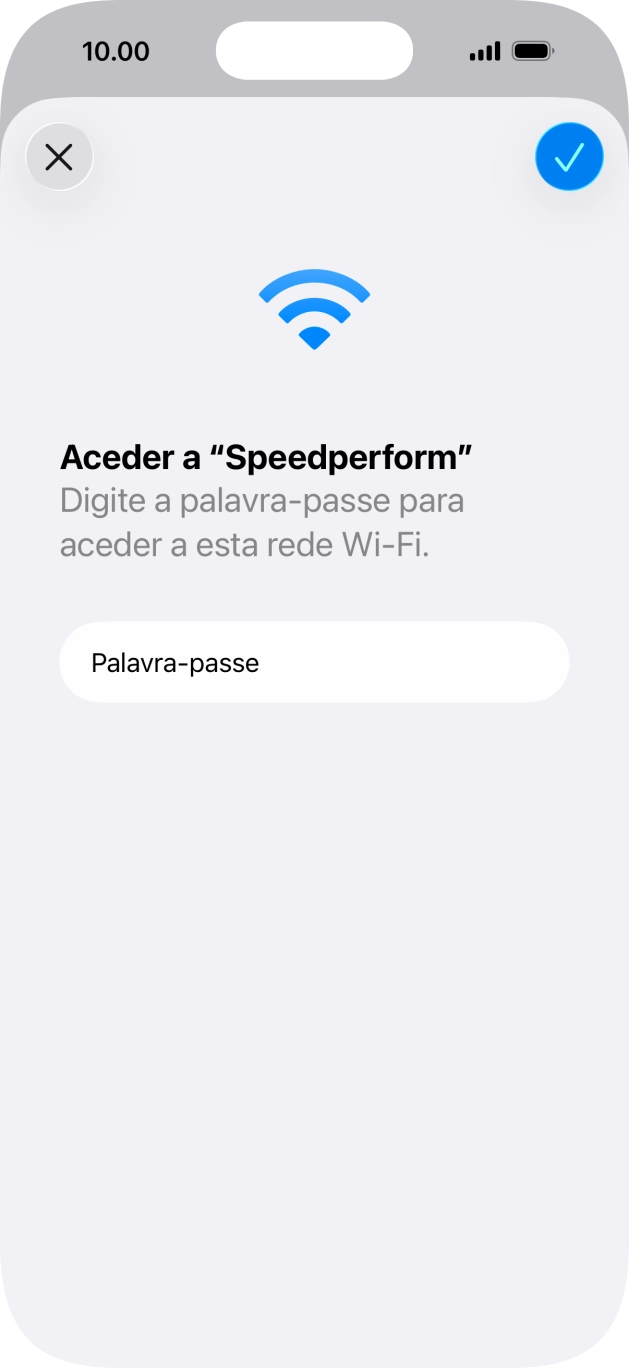 Prima o ícone para aceitar.