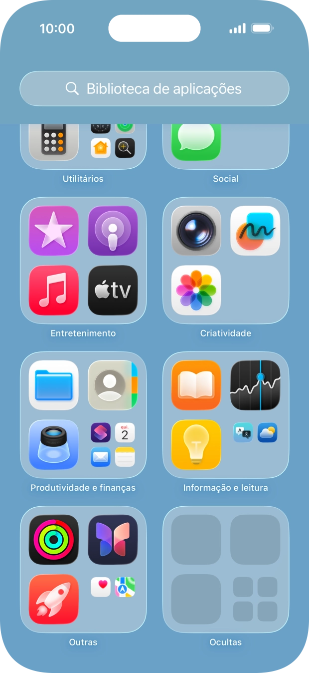 A app está agora colocada na pasta Ocultas da Biblioteca de apps.