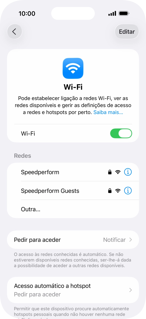 Prima a rede Wi-Fi pretendida e introduza a password da rede Wi-Fi.