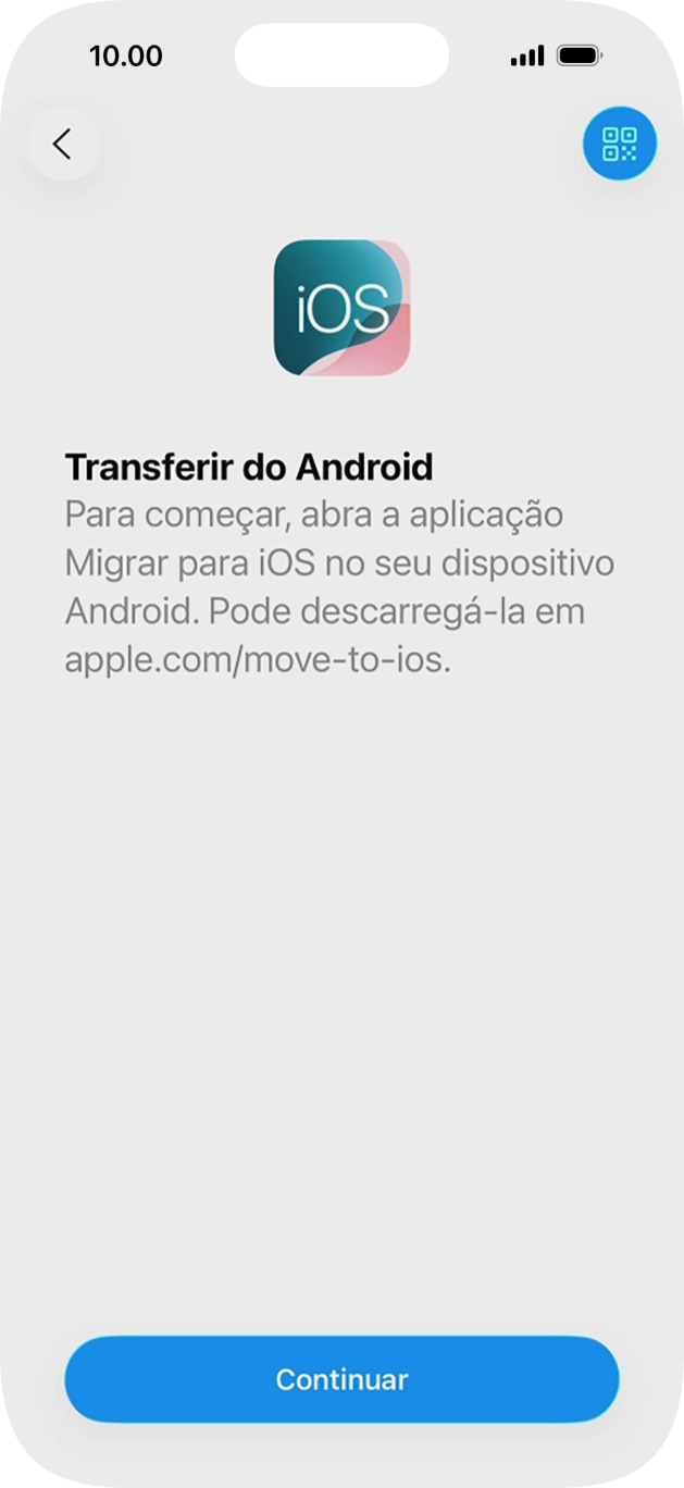 Antes de ser possível transferir conteúdo para o seu telefone, é necessário instalar a app 