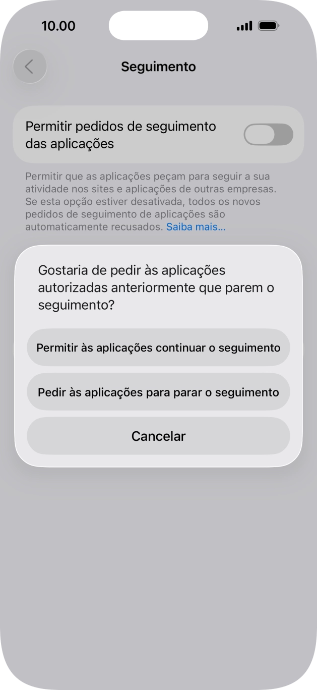 Se desativar a função, prima a definição pretendida.