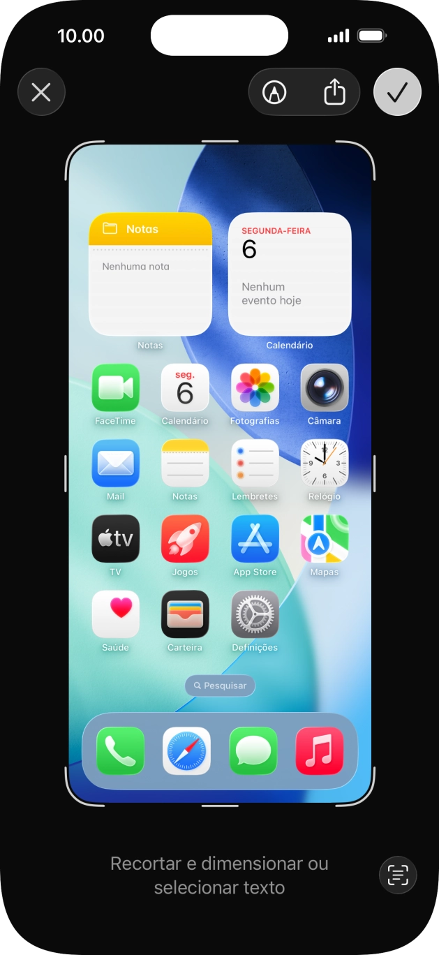 Siga as indicações no ecrã para editar e guardar a sua captura de ecrã.