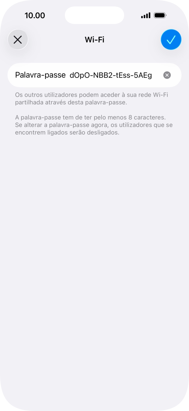 Prima o ícone para aceitar.