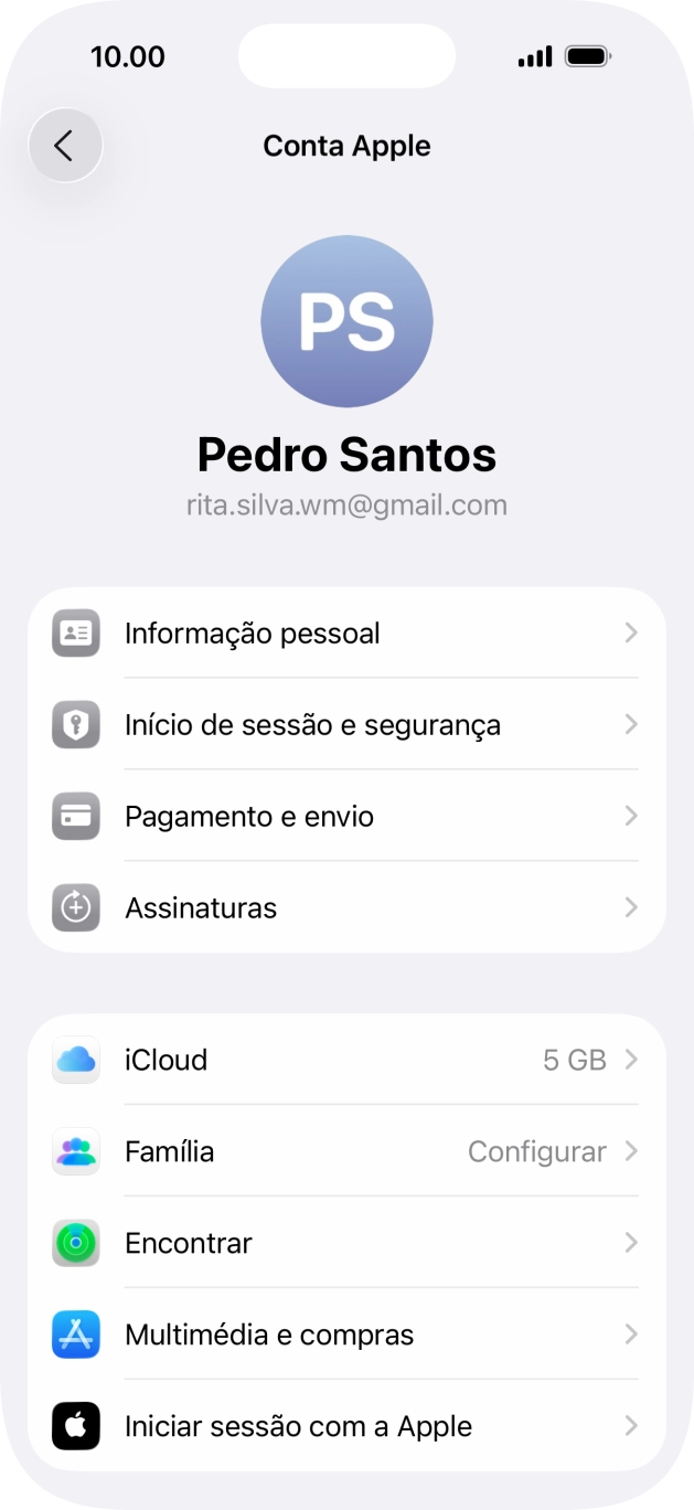 Para voltar ao ecrã inicial, deslize o dedo de baixo para cima a partir da base do ecrã.