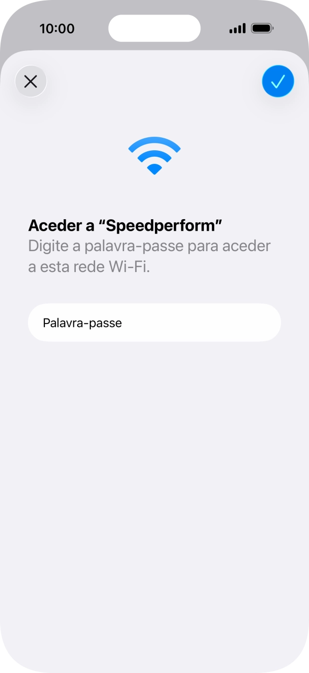 Prima o ícone para aceitar.