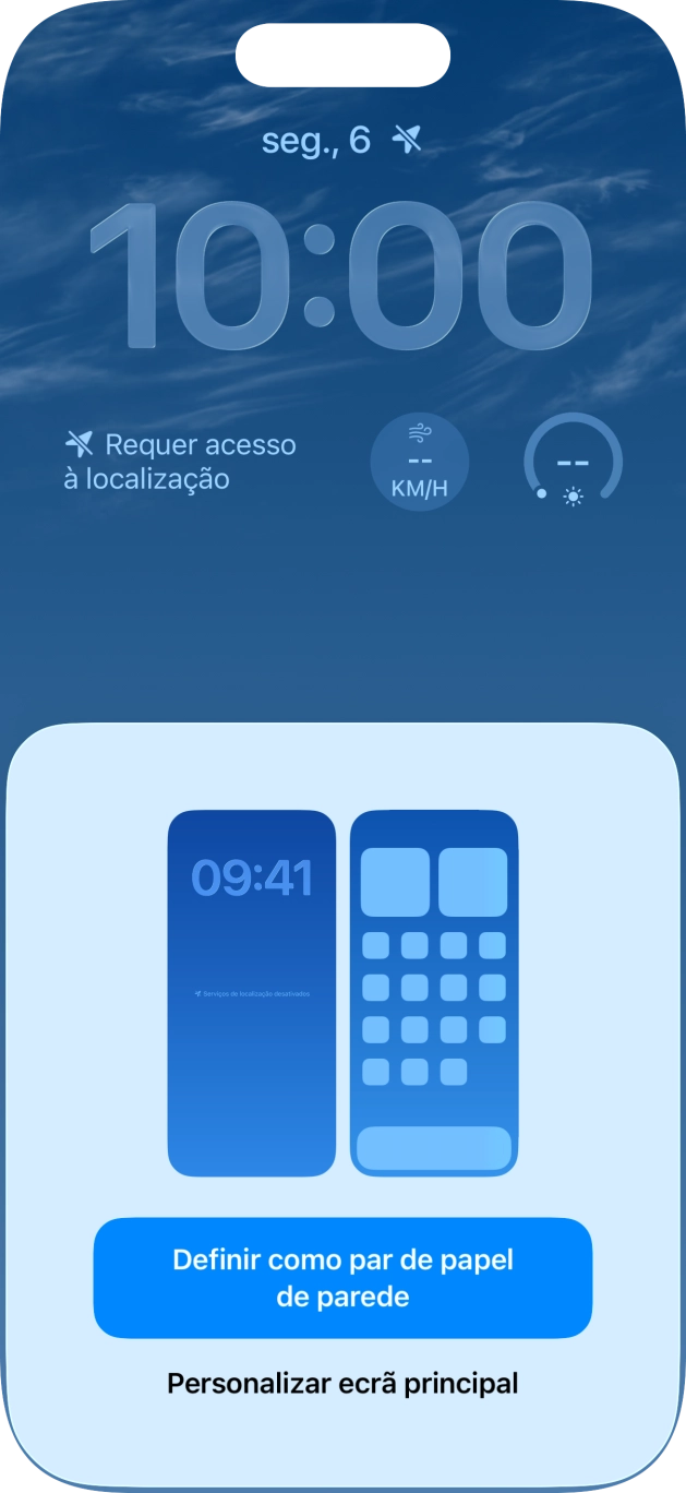 Se pretender utilizar o mesmo esquema de cores para o ecrã principal, prima Definir como par de papel de parede.