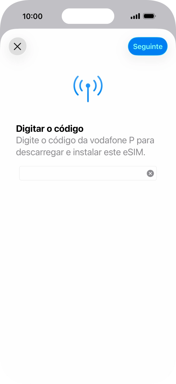 Introduza o código de confirmação enviado e prima Seguinte.