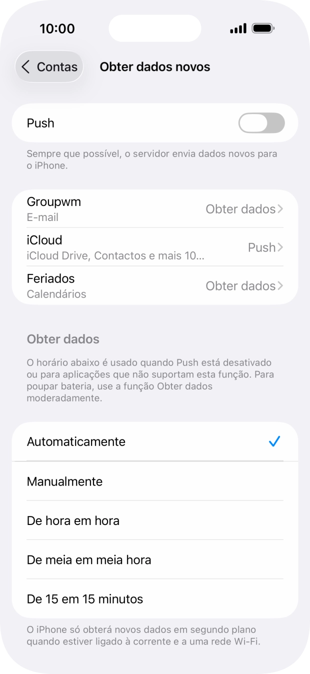 Se desativar a função, prima a definição pretendida.