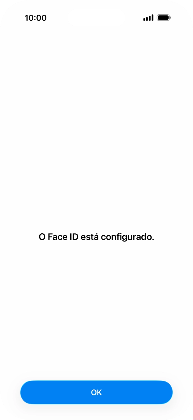 Prima OK. Se ainda não tiver escolhido um código de bloqueio do telefone, introduza um código à escolha duas vezes de seguida.