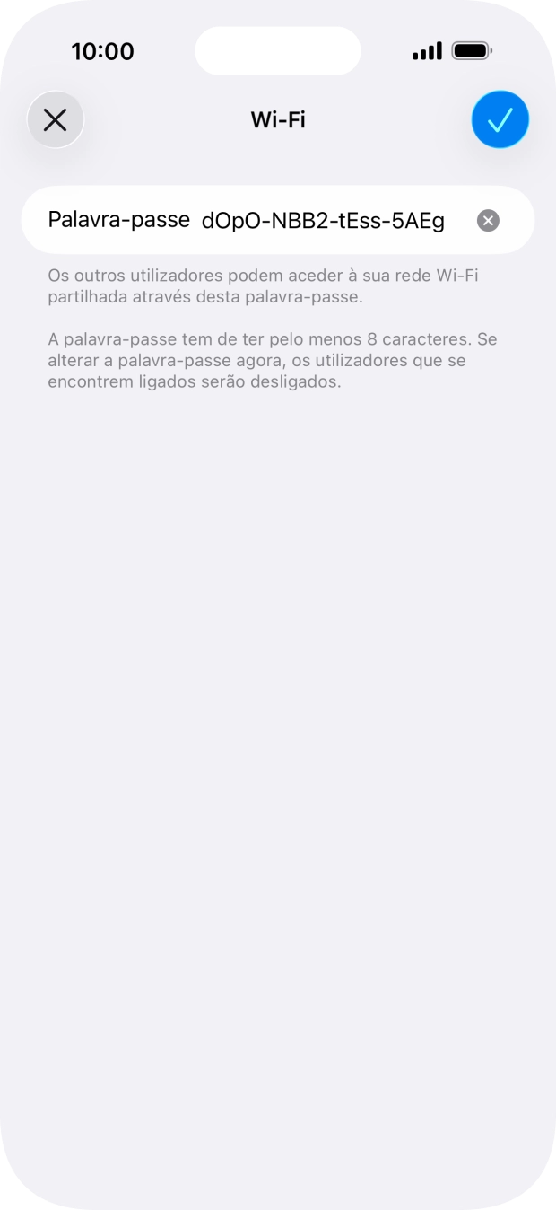 Prima o ícone para aceitar.