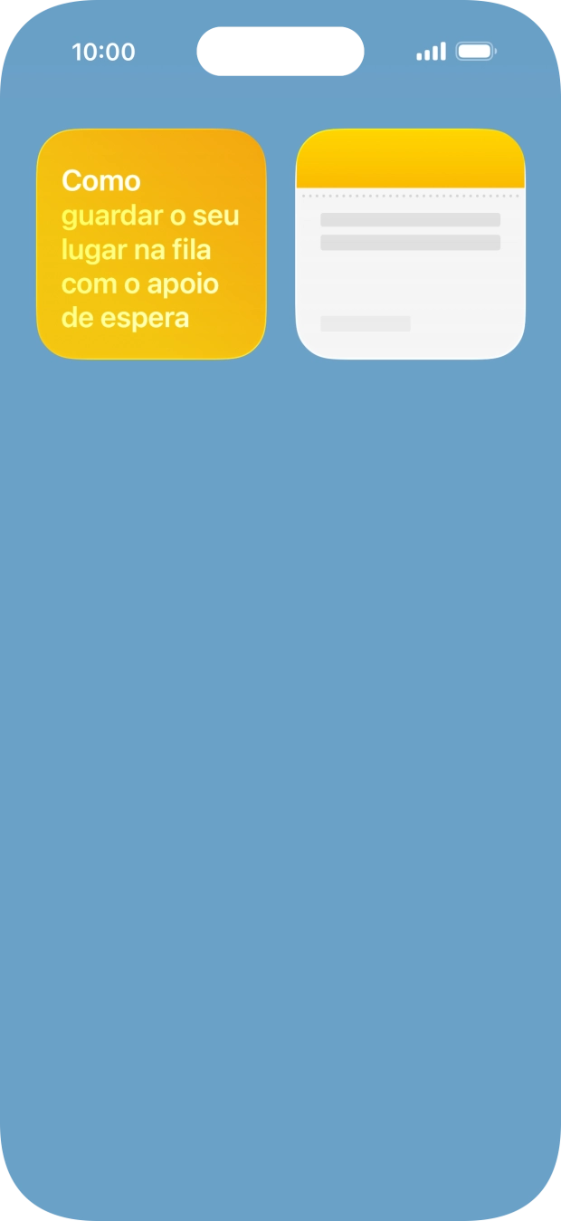 Deslize o dedo para cima ou para baixo no ecrã, para ver mais widgets.