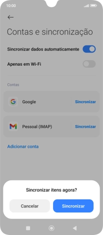 Se ativar a função, prima Sincronizar.