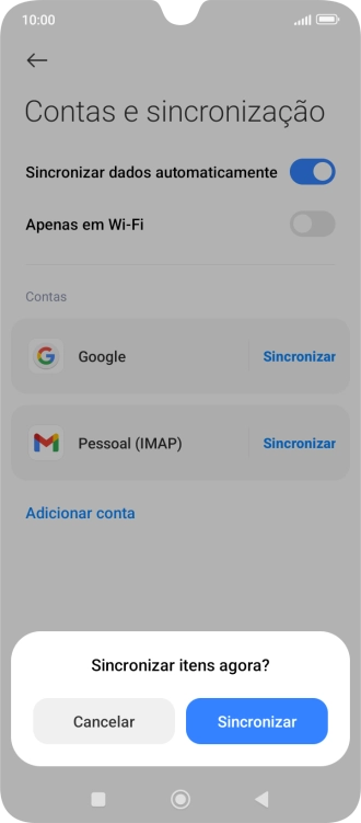 Se ativar a função, prima Sincronizar.
