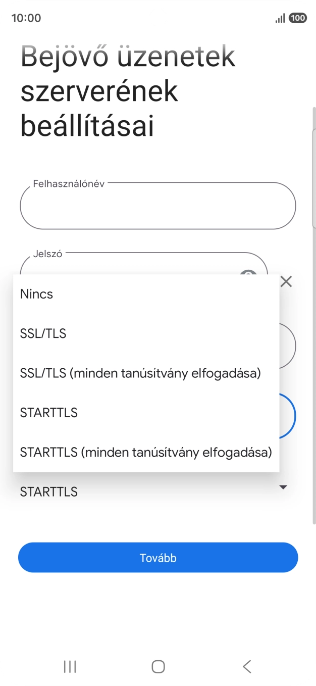 Válaszd az SSL/TLS lehetőséget.